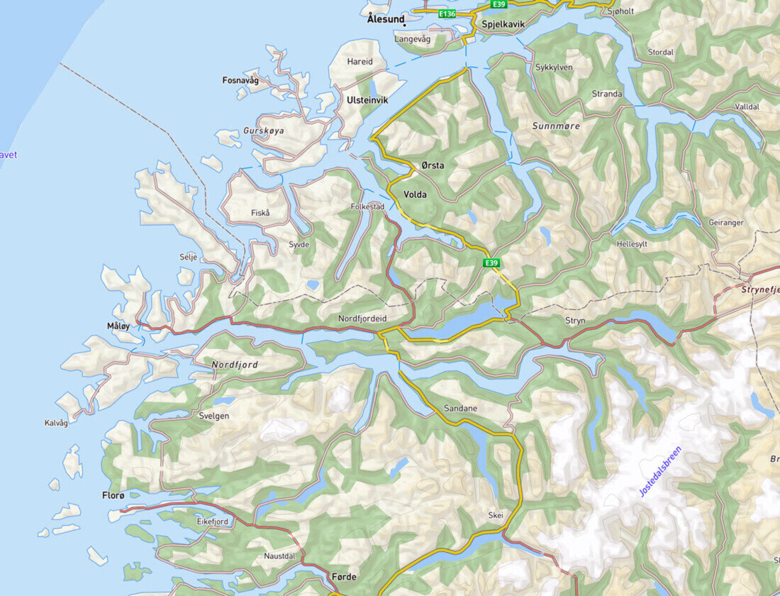 Kart over Nordfjord